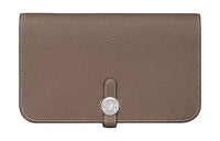 HERMES Dogon Togo Calfskin Long Wallets Regular Women's Elephant Gray