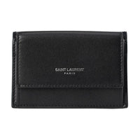 SAINT LAURENT Leather Card Holder Women's Black