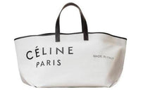 CELINE Canvas With Leather Tote Bag Shopping Bag Shoulder Bag Canvas Bag Handbag Women's White