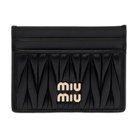 MIU MIU Matelassé Sheepskin Card Holder Women's Black