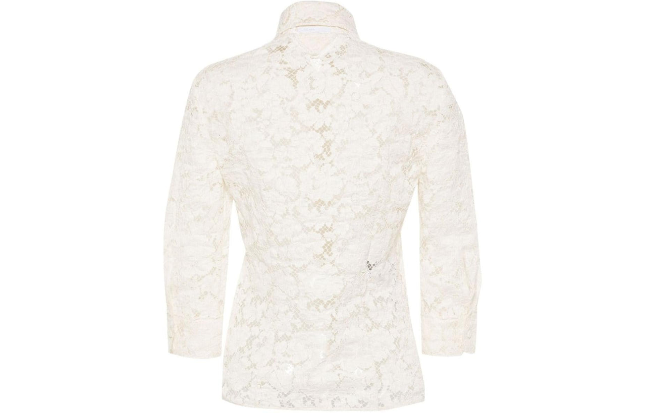 PRADA All-Over Lace Detailed Long-Sleeved Blouse