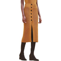 HERMES Knit Long Skirts Women's Chestnut Caramel