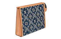 LOUIS VUITTON Natural Cow Leather Clutch Toiletry Bag Regular Men's Blue