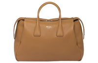 PRADA Leather Portable Travel Bag Men's Caramel