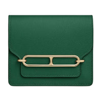 HERMES Evercolor Calfskin Pig Nose Wallet Women's 65 Vert Moyen Medium Green