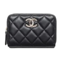 CHANEL Lambskin Wallet Women's Black
