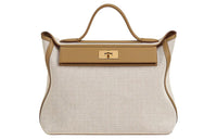 HERMES 24/24 Canvas With Swift Calfskin Handbag Women's Beige & Brown