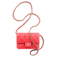 CHANEL Sheepskin Shoulder Bag Crossbody Bag Women's Red