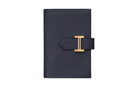 HERMES Bearn Mysore Goat Skin Wallet Mini Women's Indigo Blue