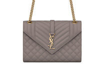 SAINT LAURENT ENVELOPE Grained Leather Envelope Bag Shoulder Bag Crossbody Bag Women's Mist White