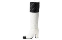 CHANEL Knee-high Boots Women's White Black