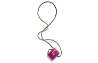 CHANEL Resin Bonded Sheepskin Wallet Necklace Pouch Women's Pink