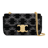 CELINE Triomphe Calfskin Shoulder Bag Women's Black