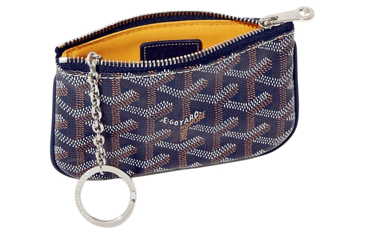 GOYARD Canvas With Calfskin Dog's Teeth Key Pouch Nano Unisex Dark Blue