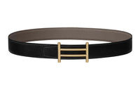 HERMES Leather Belts Women's Black/Tin Gray