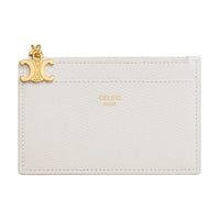 CELINE Triomphe Grain Calfskin Card Holder Women's Beige