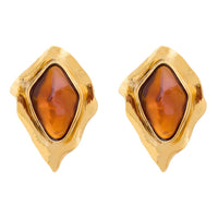 SAINT LAURENT Brass Resin Earrings Women's Gold