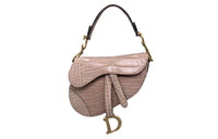 DIOR Saddle Crocodile Leather Saddle Bag Shoulder Bag Crossbody Bag Handbag Regular Women's Brown