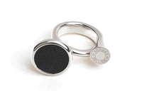 HERMES Calfskin Palladium-Plated Metal Rings Women's Silver