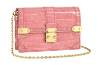 LOUIS VUITTON Trunk Crocodile Leather Chain Bag Crossbody Bag Wallet Women's Rose Pink