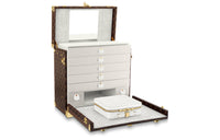 LOUIS VUITTON Cow Leather Jewelry Box Storage Boxes Women's Brown/White