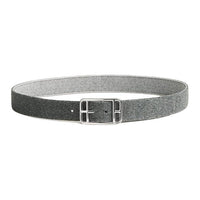 HERMES Solid Color Design Pin Buckle Wool Nylon Leather Belts Men's Gray Width 3.3cm