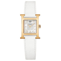 HERMES Wrist Watch Quartz Movement Cowhide Strap 21*17mm White Dial Women's Watch