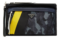 PRADA Nylon, Calfskin Toiletry Bag Men's Black Yellow