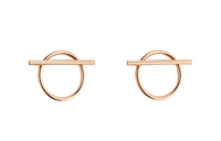 HERMES Rose Gold Stud Earrings Women's Gold