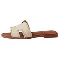 HERMES Oran Slide Slippers Women's Beige Brown