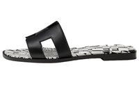HERMES Oran Sandal Print Noir Calfskin Leather