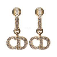DIOR Metal Crystal Earrings Women's Gold