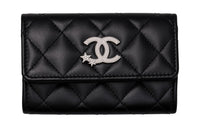 CHANEL Sheepskin Wallets Card Holders Women's Black