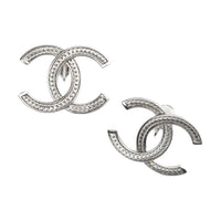 CHANEL Metal Stud Earrings Women's Silver
