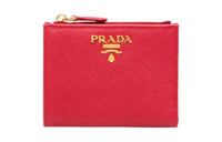 PRADA Saffiano Leather Wallet Small Size Women's Red