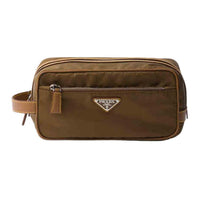 PRADA Recycled Nylon Clutch Men's Cork Beige
