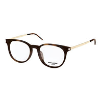SAINT LAURENT Plate Frame Metal Round Eyeglass Frames Unisex Havana/Beige