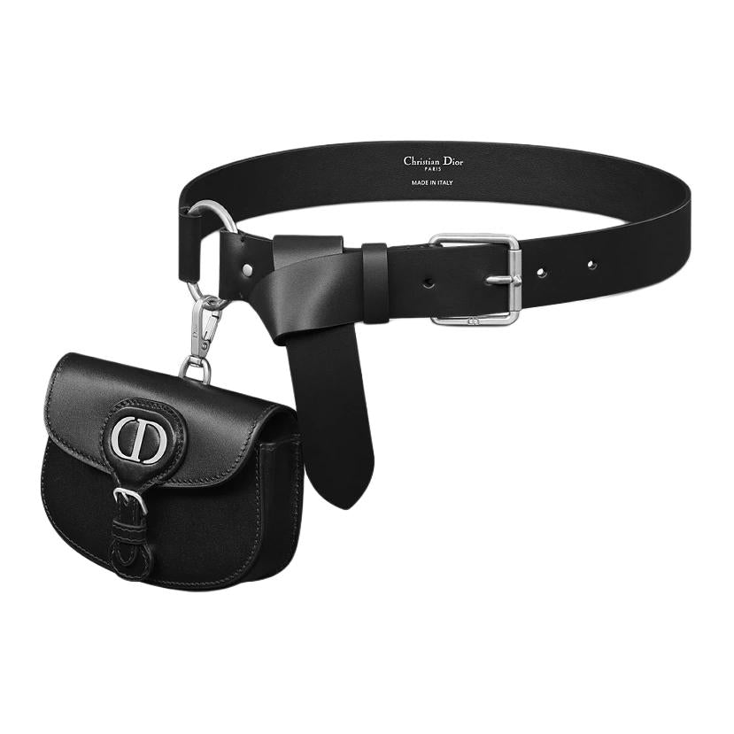 DIOR Calfskin, Brass, Goatskin Leather Belts Unisex Black Width 3CM