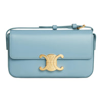 CELINE Triomphe Shiny Cow Leather Shoulder Bag Handbag Shoulder Bag Women's California Blue