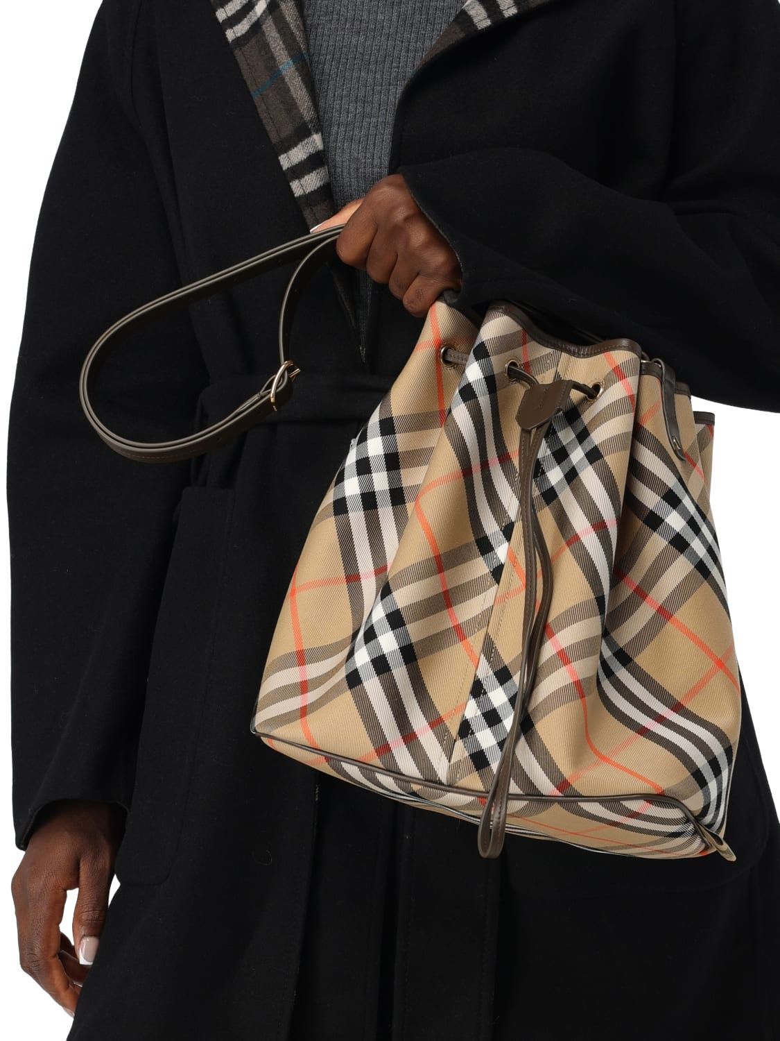 (WMNS) Burberry 25 Burberry Vintage Check Coated Cotton Bag 'Beige' 8093869