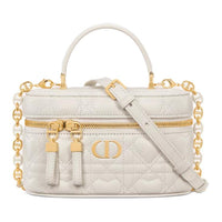DIOR Caro Sheepskin One Shoulder Handbag Mini Women's Milk White