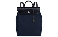HERMES Herbag Canvas With Leather Handbag Backpack Unisex Deep Sea Blue/Indigo