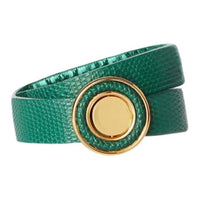 Loro Piana Metal Brass Cow Leather Wristbands Women's Green