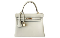 HERMES Cow Leather Kelly Bag Handbags Women's Glacier White