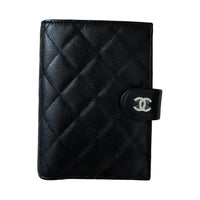 CHANEL Cow Leather Wallets Passport Holders Women's Black