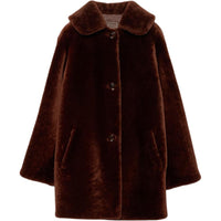 PRADA Shearling Caban Coats Women's Brown