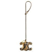 CELINE Triomphe Pom-pom Keyring In Python With Gold Finishing