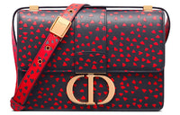 DIOR 30 Montaigne Cow Leather Crossbody Bag Women's Red
