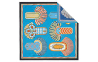 HERMES Silk Scarves Women's Marine Blue/Turquoise Blue/Coral Red