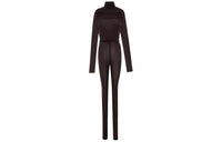 SAINT LAURENT Catsuit In Jersey Voile Jumpsuit Women's Chocolate